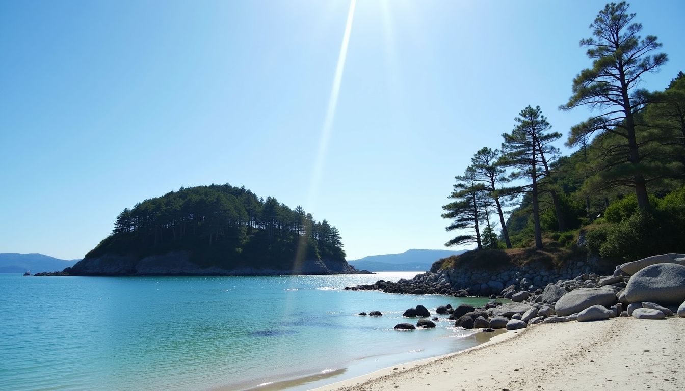 A tranquil photo of Amanohashidate Sandbar in Northern Kyoto.