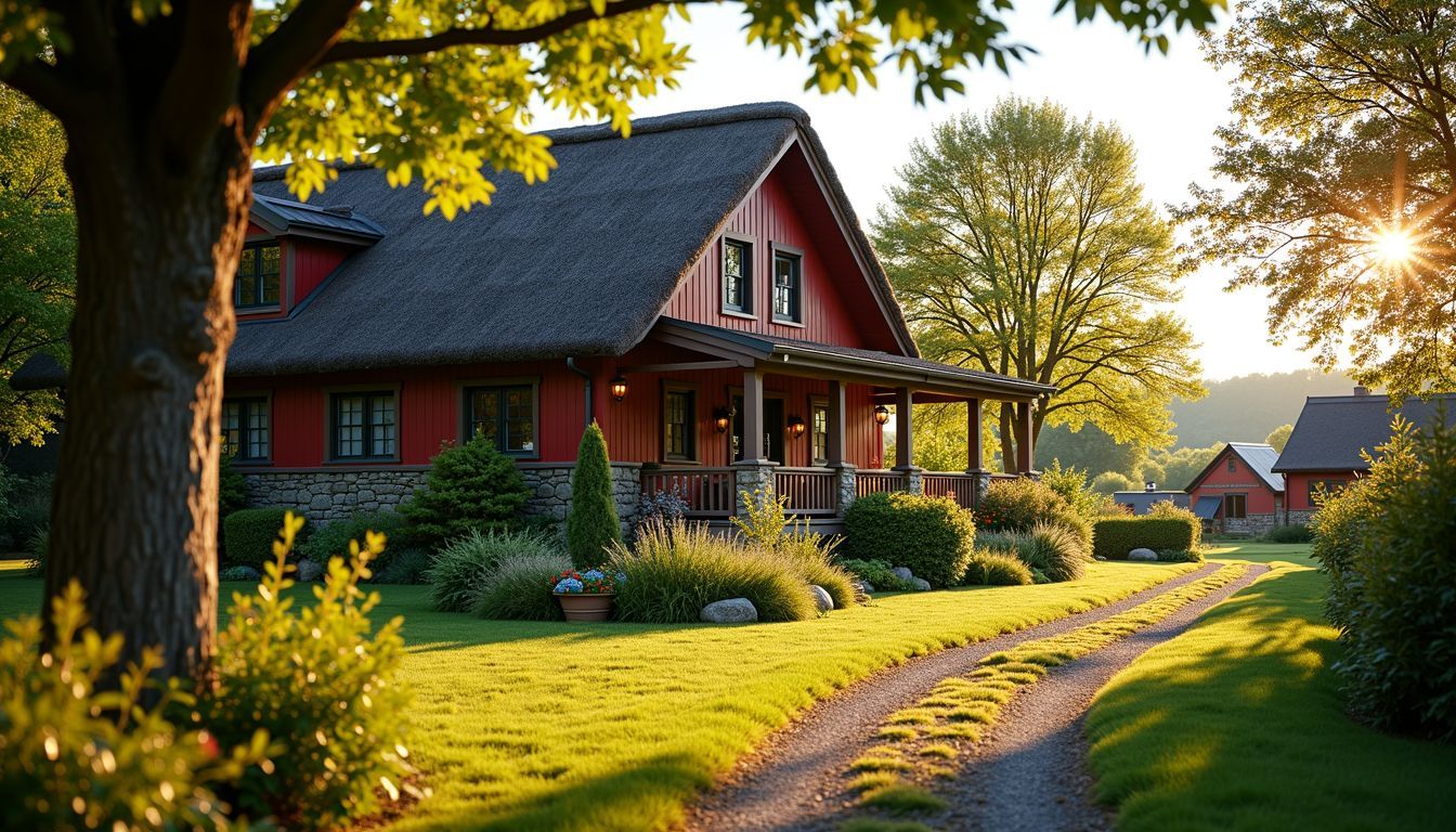 A quaint bed and breakfast in a picturesque countryside setting.