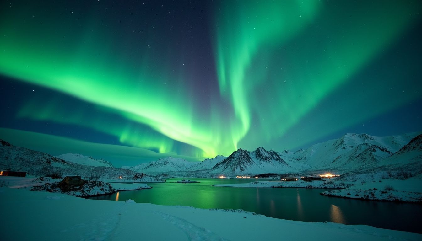 The stunning Northern Lights illuminate the Arctic winter sky.