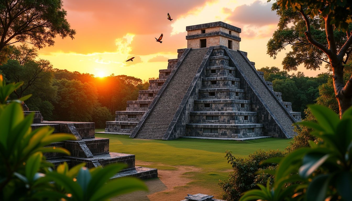 The photo shows the ruins of a temple surrounded by nature.