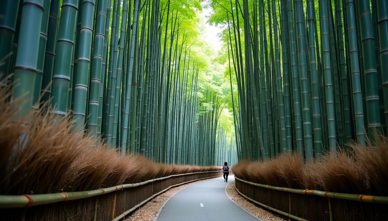 The Otokuni Bamboo Grove in Kyoto creates a peaceful and serene atmosphere.