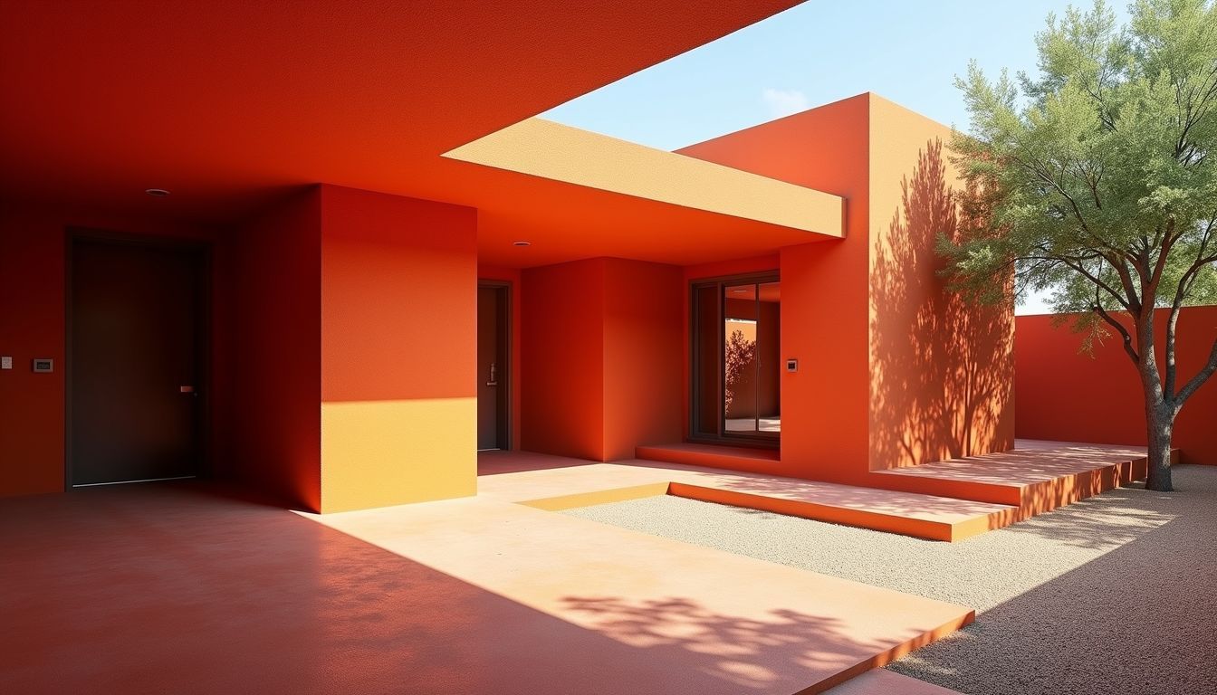 A photo of the modern architecture of the Luis Barragán House and Studio in Mexico City.