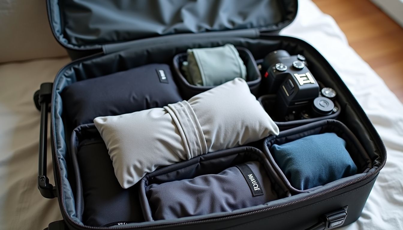 A well-organized suitcase with packing cubes for efficient packing.